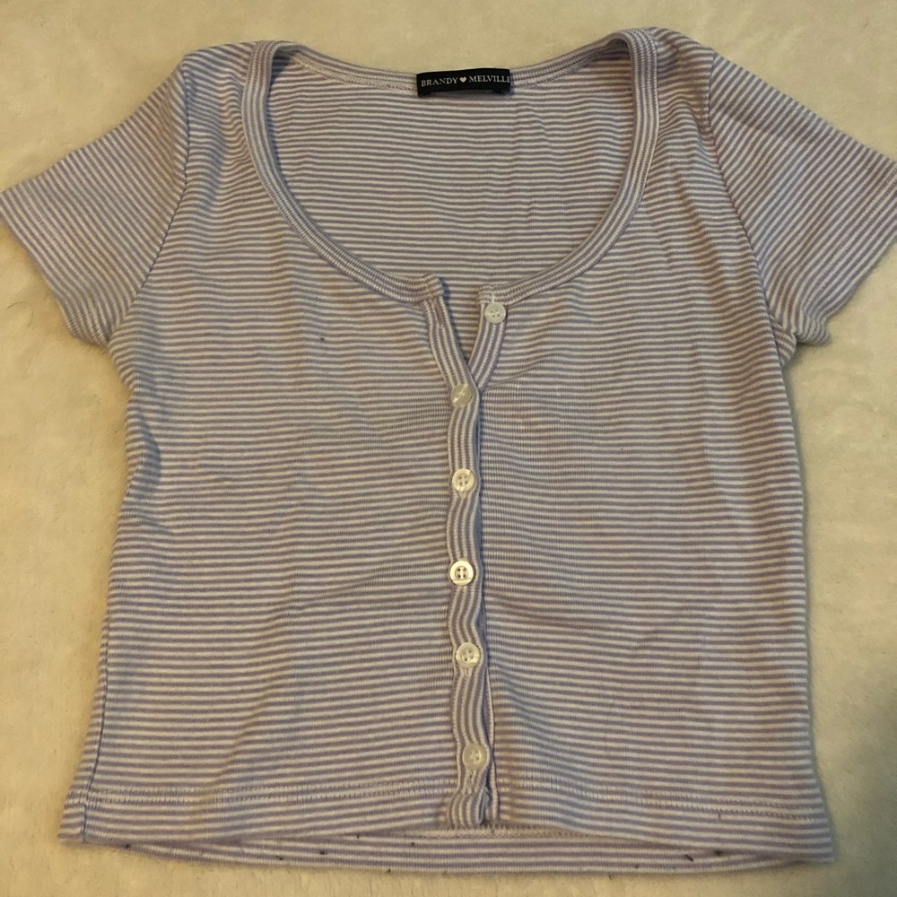 stripped purple brandy melville cropped tee